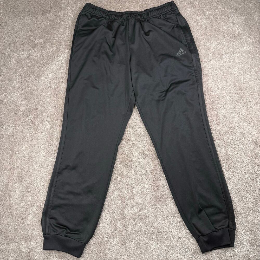 Adidas Mens XL Black Trio Track Pants Joggers Tapered Leg Athletic Gym